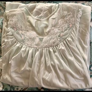 Vintage SHADOWLINE Mint Green & Lace Nightgown M